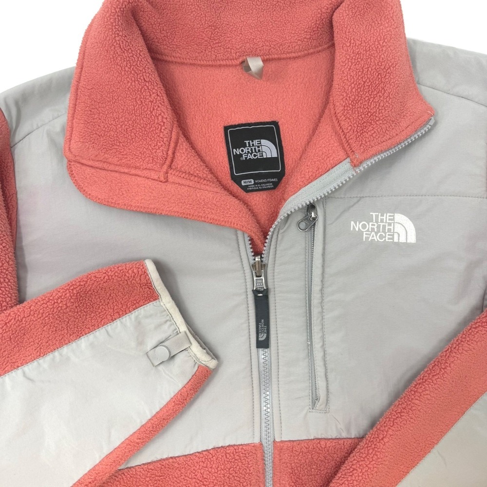 The North Face Denali Polartec Fleece Jacket Womens Medium Coral Grey Full Zip
